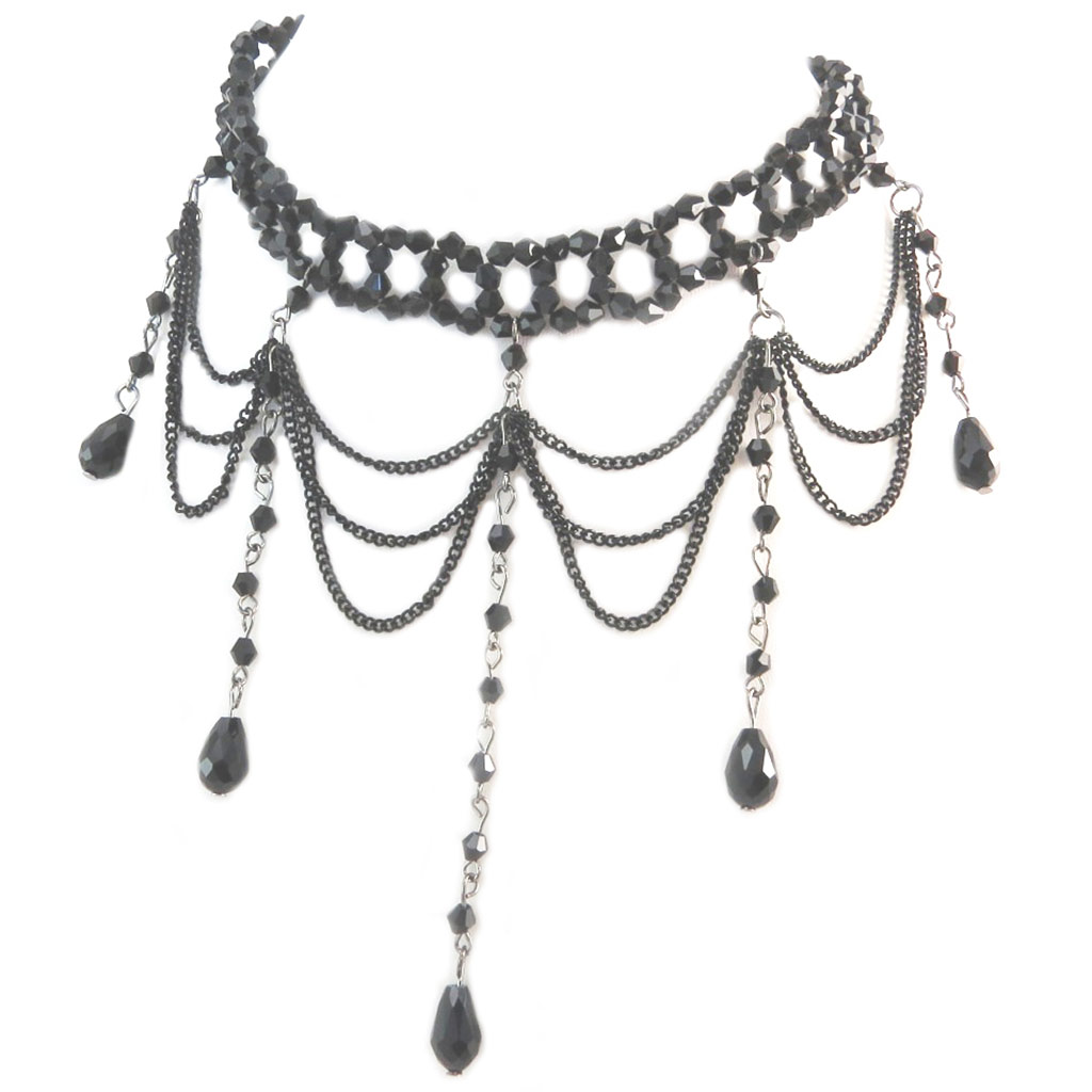 Ras de Cou Créateur \'Sissi\' noir gris  - [P4214]