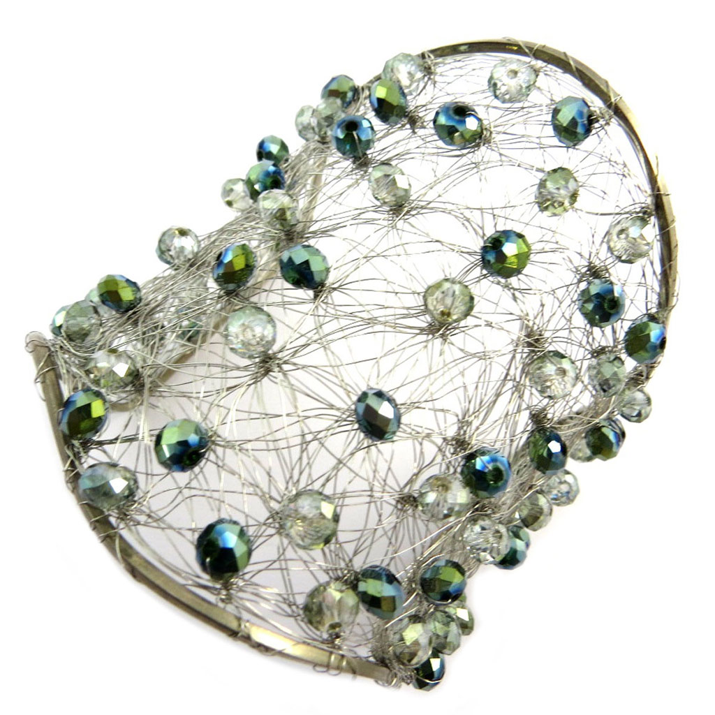 Bracelet artisanal \'Callas\' vert - 17x85 cm - [P4406]