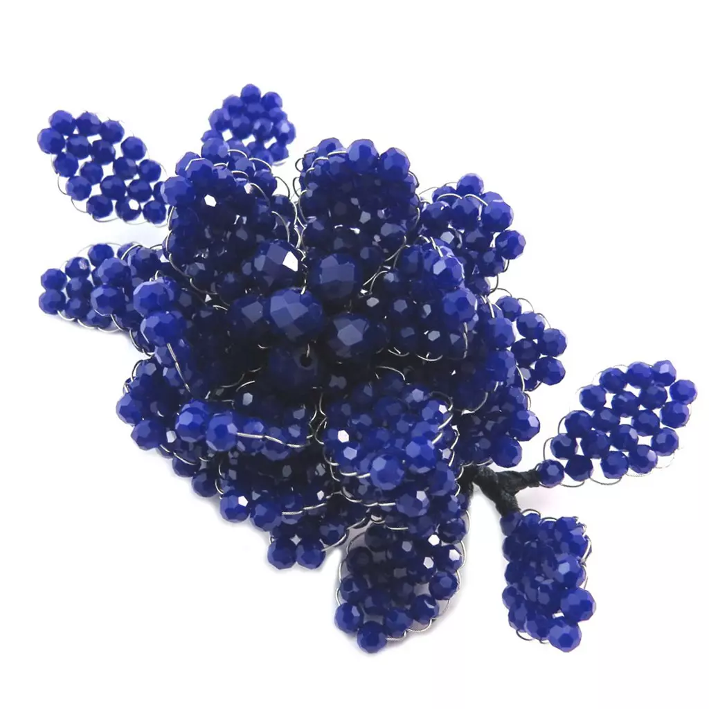 les trésors de lily Broche artisanale 'Callas' bleu 12x6 cm [P4415]