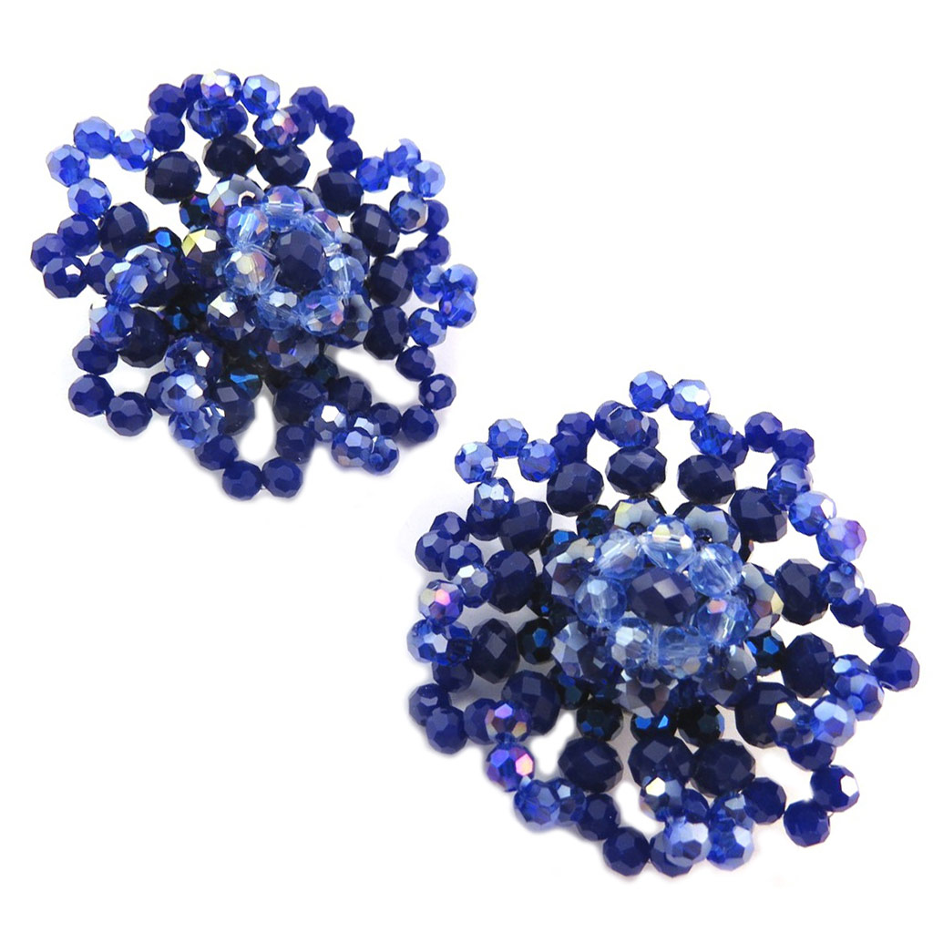 Clips d\'oreilles artisanales \'Callas\' bleu - 45 cm - [P4430]