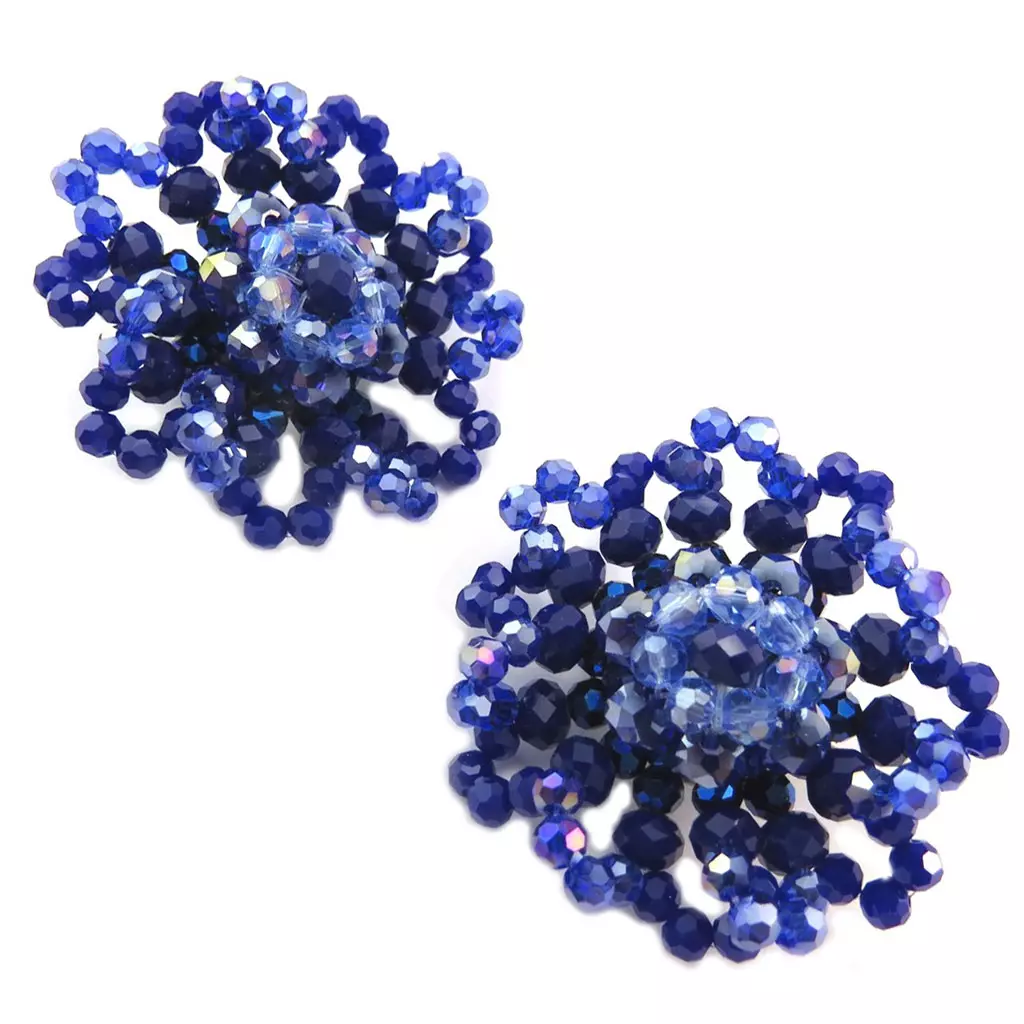 les trésors de lily Clips d'oreilles artisanales 'Callas' bleu 45 cm [P4430]