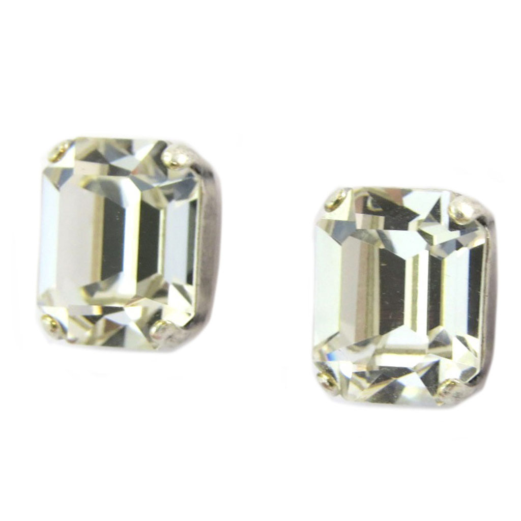 Boucles d\'oreilles artisanales \'Tsarine\' blanc cristal argenté - 10x8 mm - [P4456]