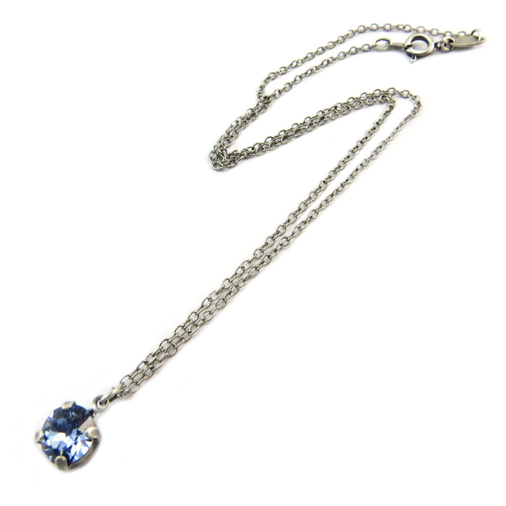 Collier artisanal \'Tsarine\' saphir clair argenté - 8 mm - [P4495]