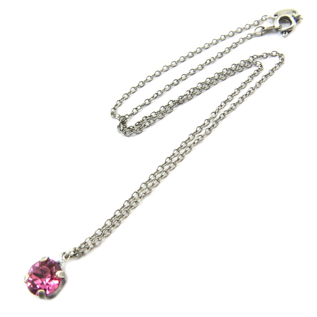 Collier artisanal \'Tsarine\' rose argenté - 8 mm - [P4499]
