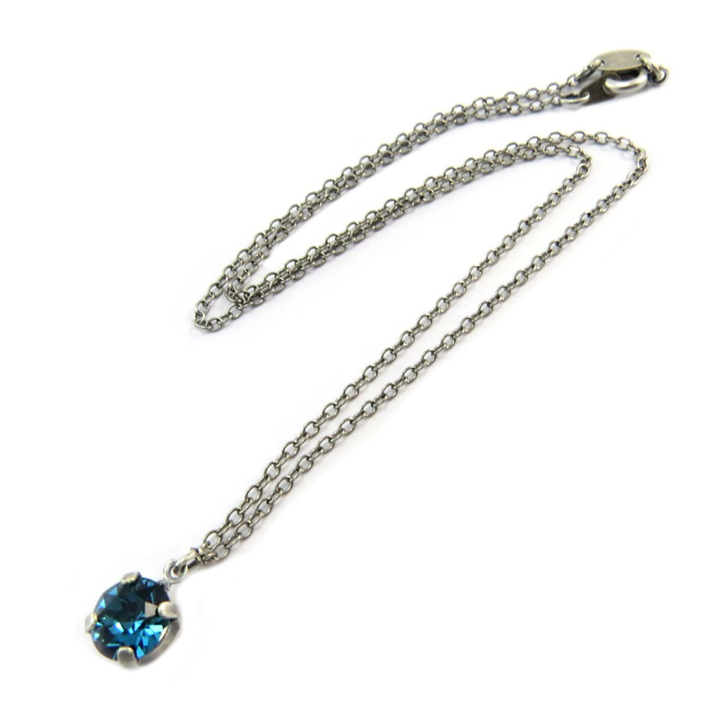 Collier artisanal \'Tsarine\' turquoise indicolite argenté - 8 mm - [P4502]
