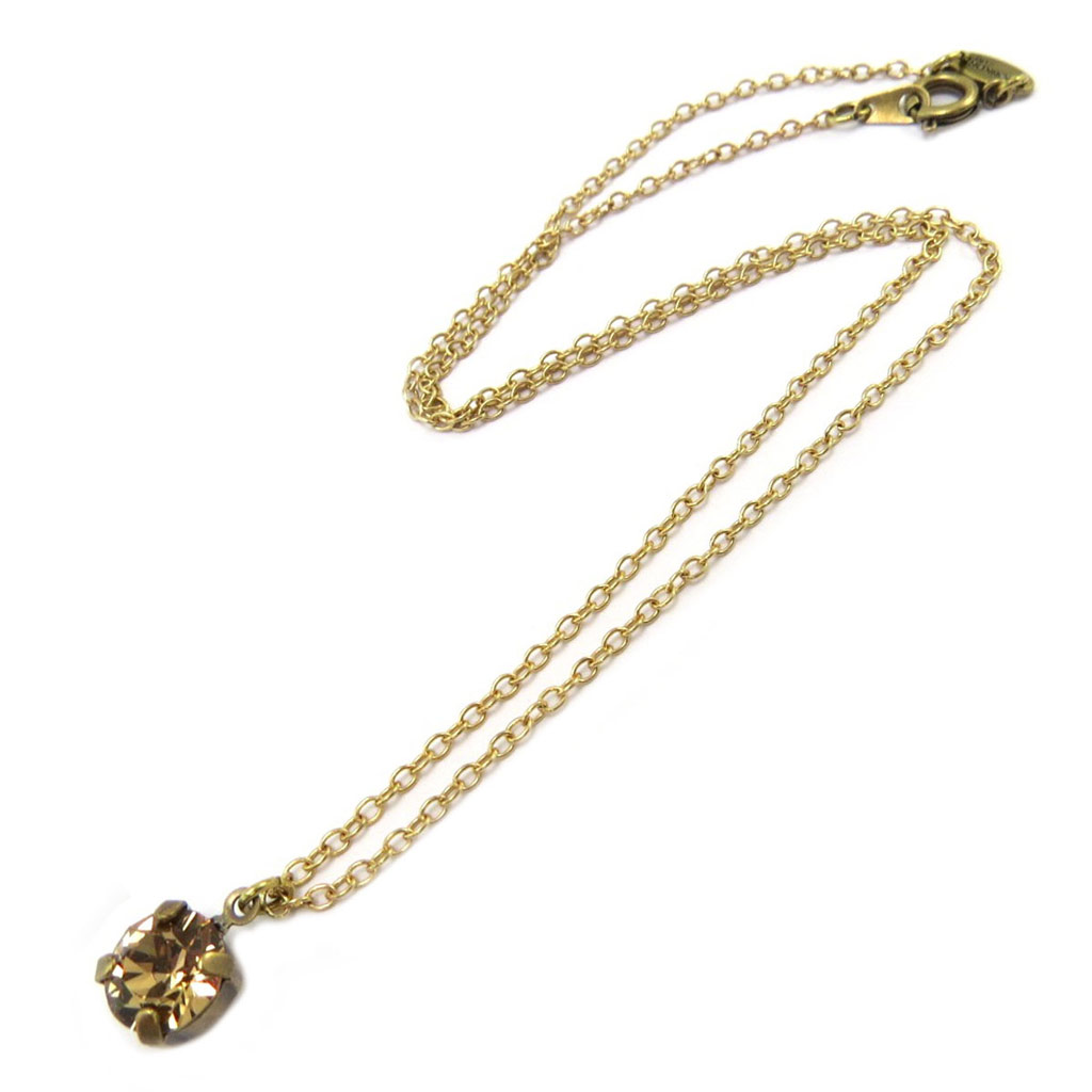 Collier artisanal \'Tsarine\' marron clair topaze doré - 8 mm - [P4512]