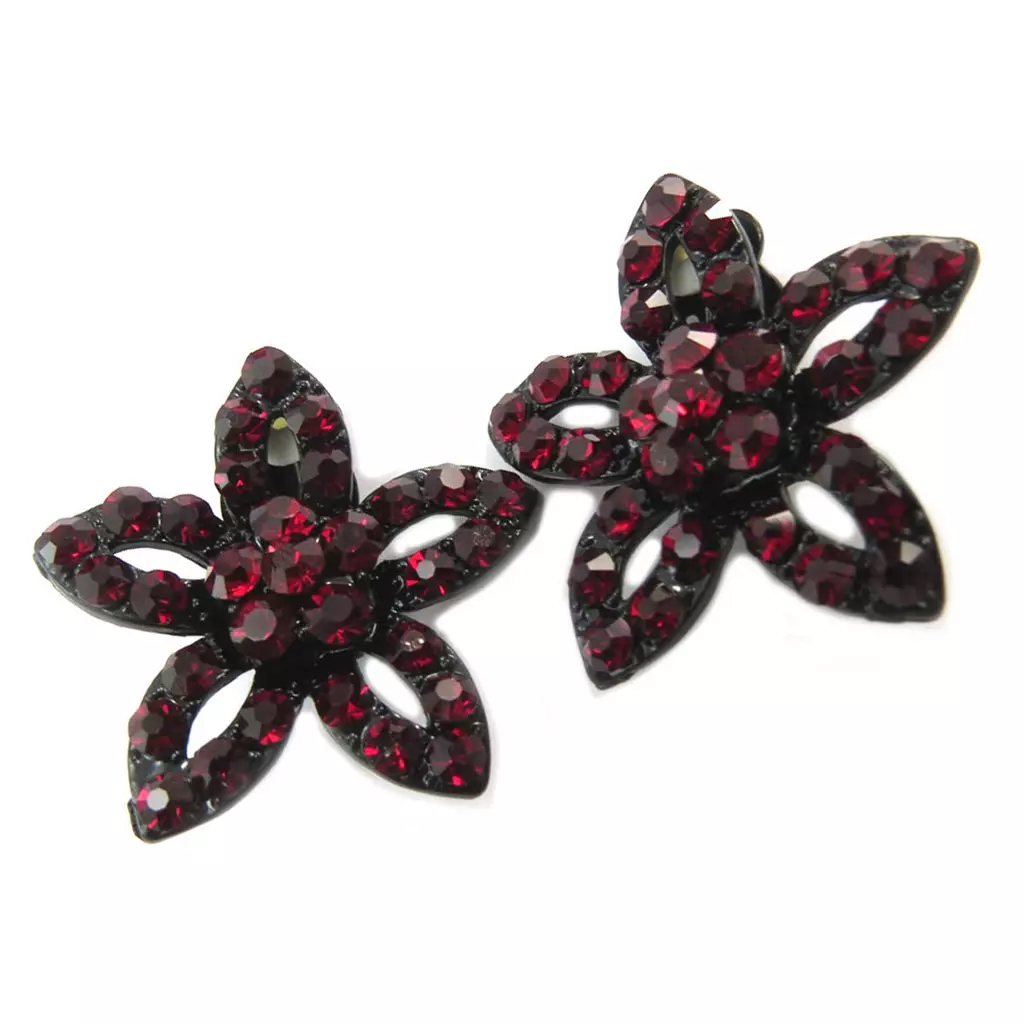 les trésors de lily Clips Créateur 'Sissi' rouge noir (fleurs) 35x35 mm [P4617]