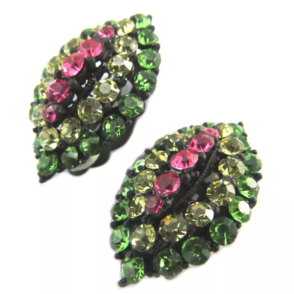 les trésors de lily Clips Créateur 'Sissi' rose vert noir 30x18 mm [P4639]