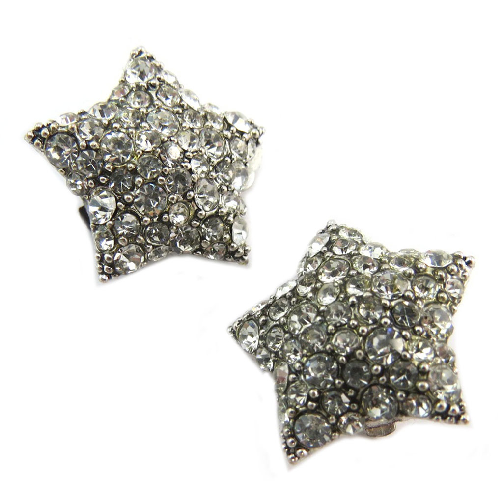 Clips Créateur \'Sissi\' blanc argenté (étoiles) -  25x25 mm - [P4700]