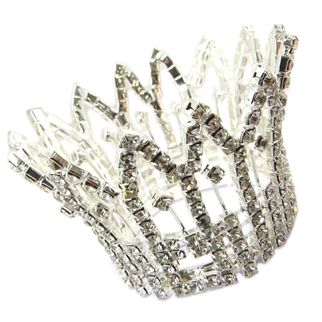 Petite couronne \'Sissi\' blanc argenté - 48x45 mm - [P4785]