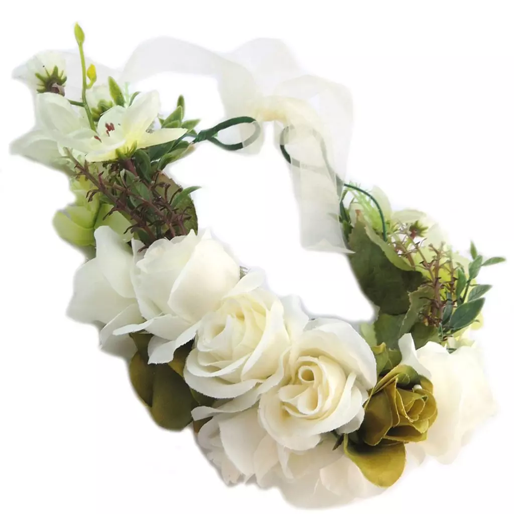 les trésors de lily Couronne créateur 'champêtre ' beige vert largeur 85 cm [P4794]