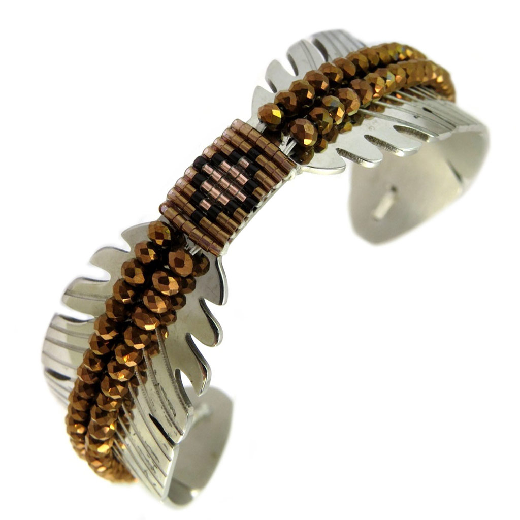 Bracelet acier \'Navajos\' marron argenté - 22 mm - [P4909]
