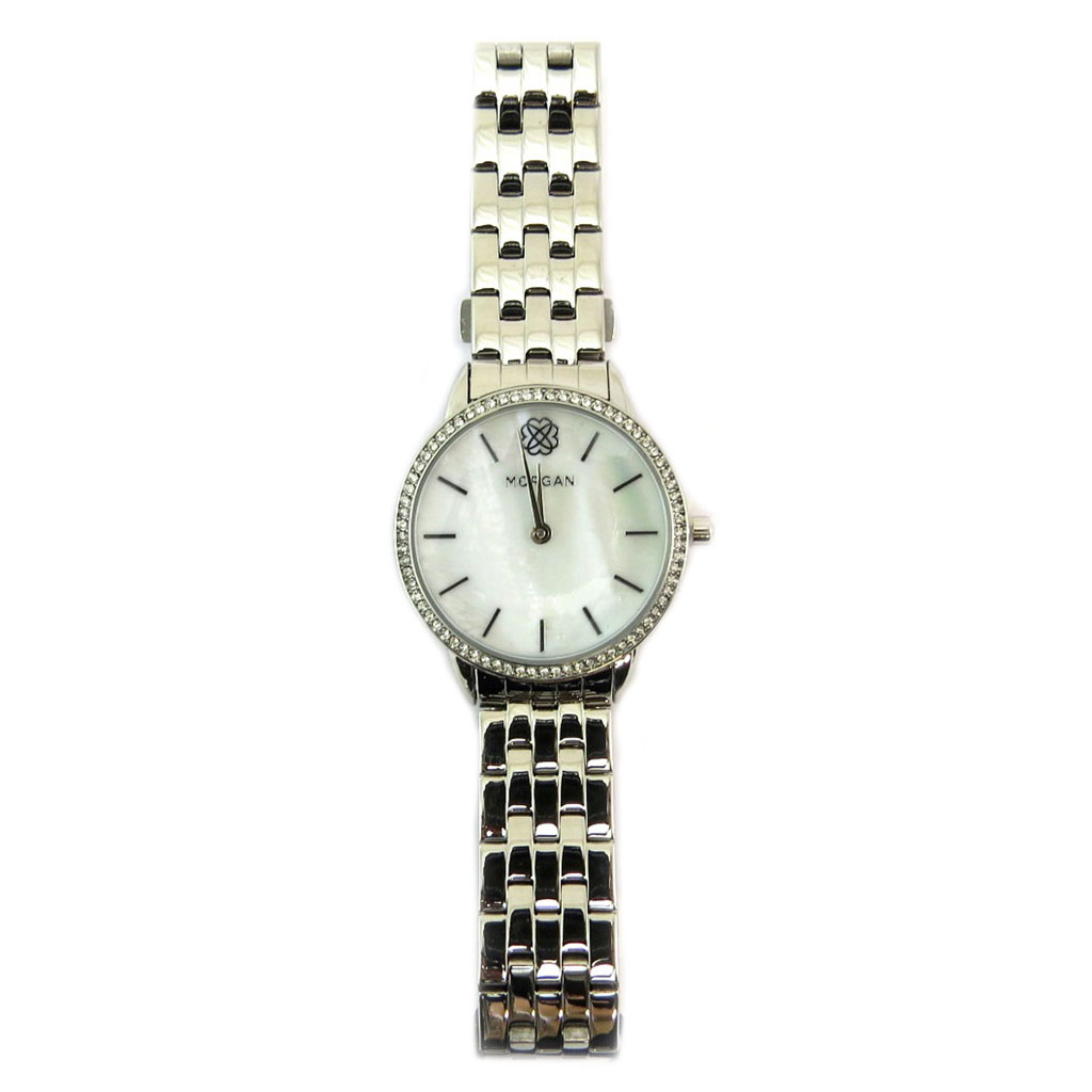 Montre créateur \'Morgan\' blanc argenté (Diamonds) - 34 mm - [P5338]