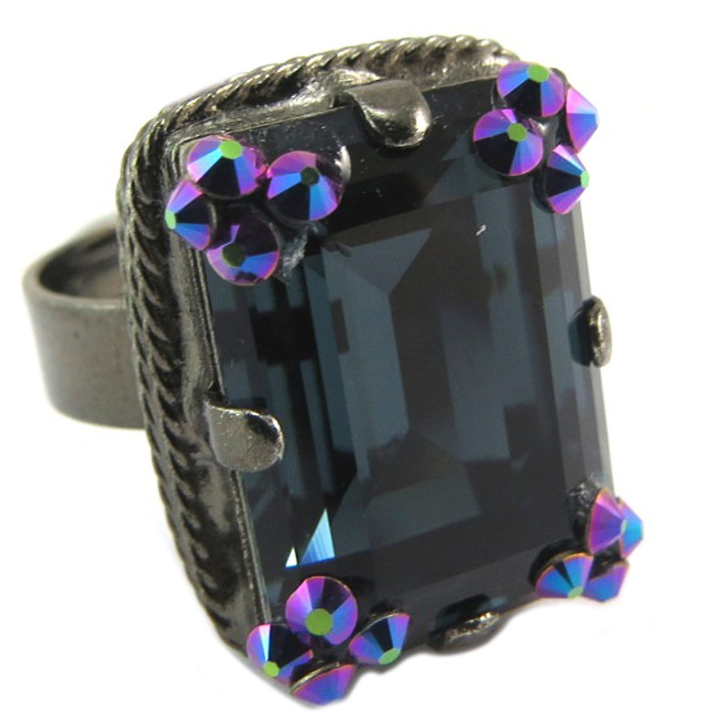 Bague artisanale \'Mythique Syracuse\' bleu violet - 20x13 mm - [P5590]