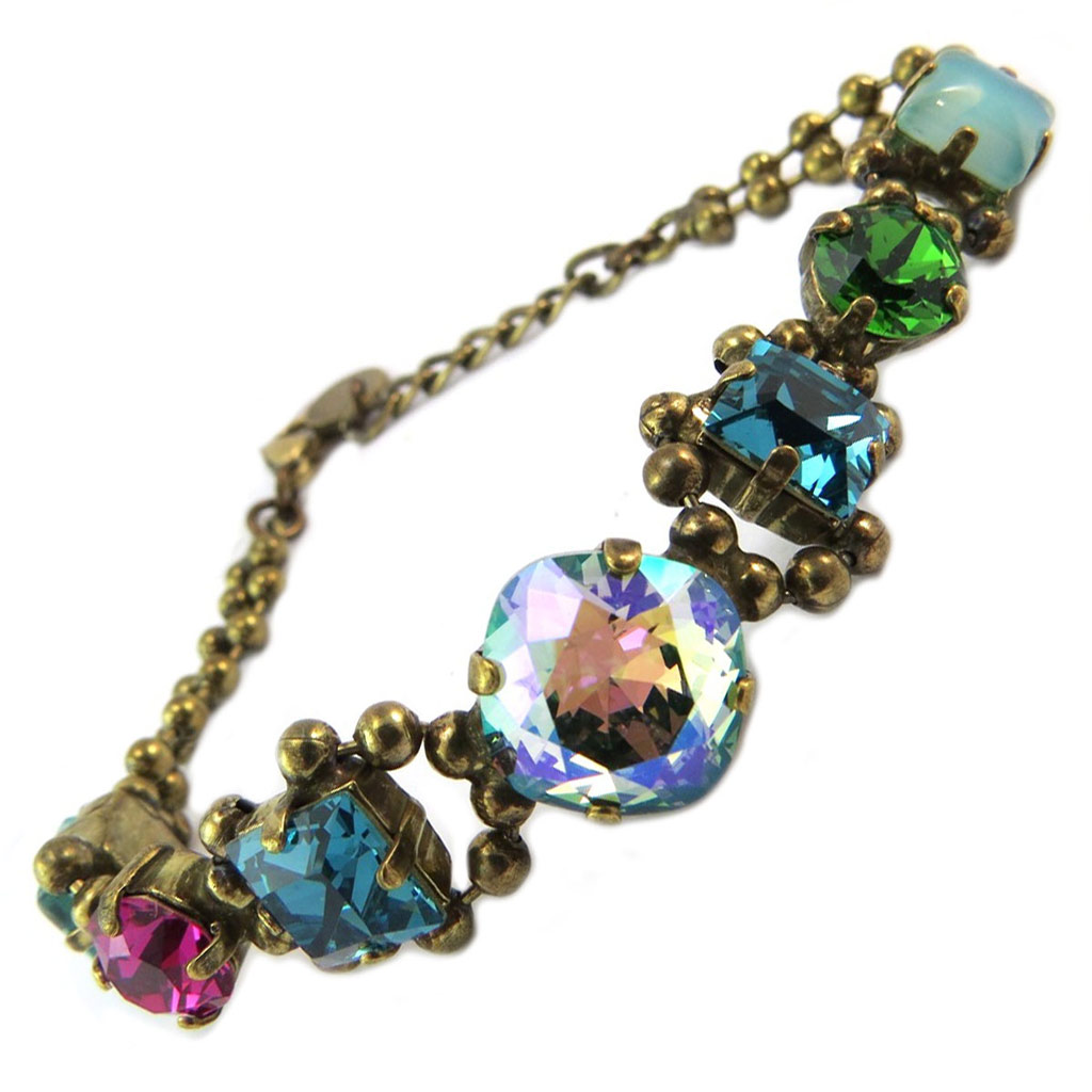 Bracelet artisanal \'Mythique Syracuse\' vert bleu rose doré  - [P5592]