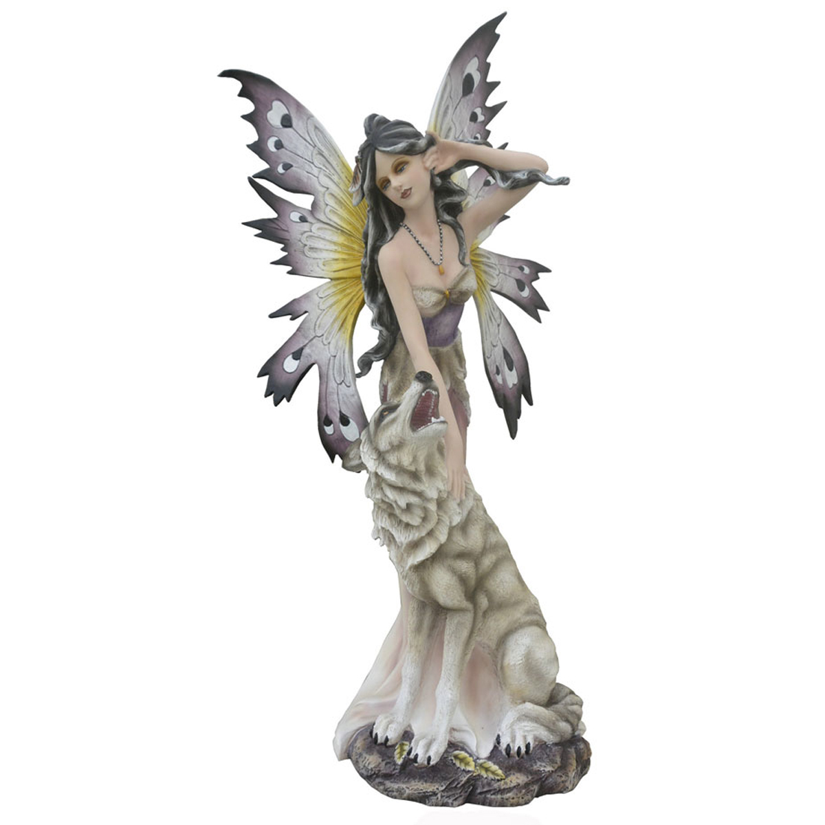 Figurine \'Fairy Dreams\' gris (loup) - 52 cm - [P5770]