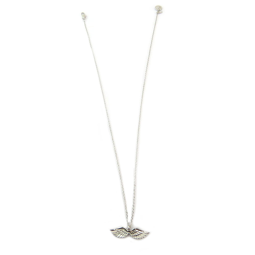 Collier artisanal \'Les Ailes d\'Ange\' argenté - 30x10 mm - [P5819]