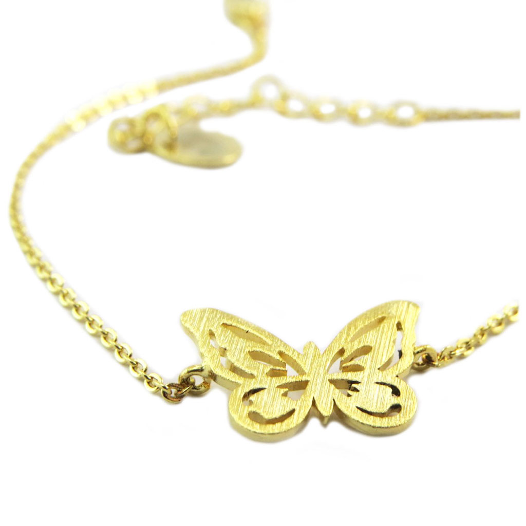 Bracelet artisanal \'Papillon\' doré - 15x10 mm - [P5852]