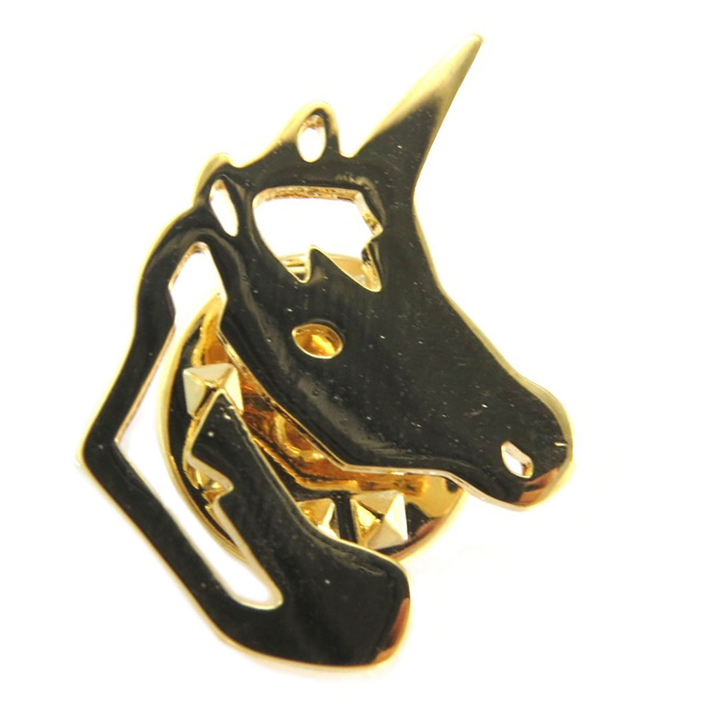 Broche pin\'s artisanal \'Licorne\' doré - 22x15 mm - [P5892]