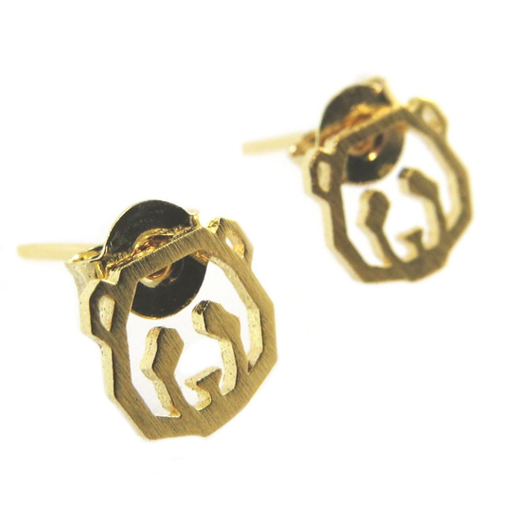 Boucles artisanales \'Origami\' (panda) doré - 9x7 mm - [P5895]