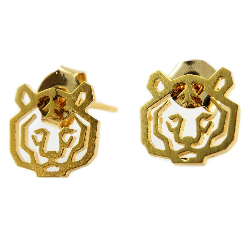 Boucles artisanales \'Origami\' (tigre) doré - 8x8 mm - [P5899]
