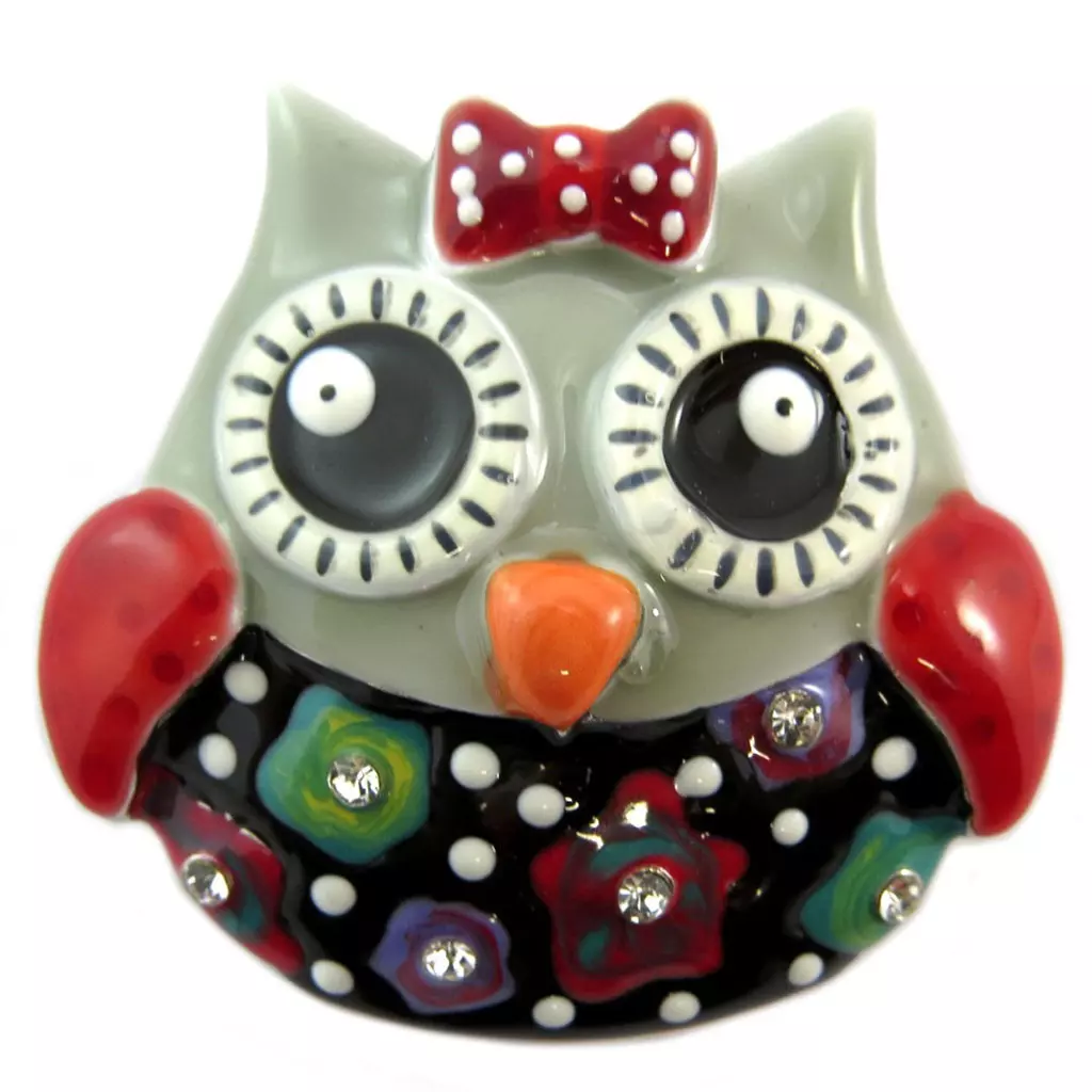 les trésors de lily Broche créateur 'Lilipoupettes' (chouette) multicolore 45x40 mm [P5956]
