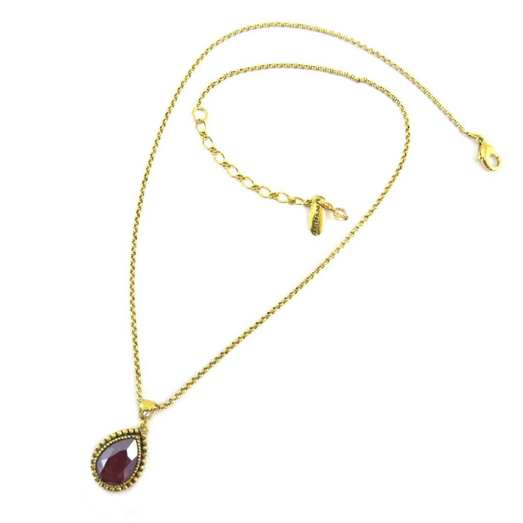 Collier artisanal \'Constantinople\' vieux rouge doré - 20x15 mm - [P6009]