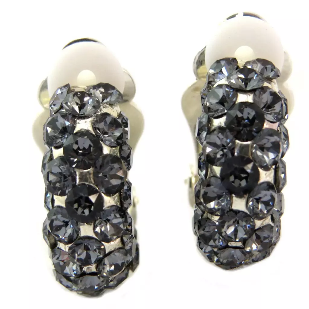 les trésors de lily Clips d'oreilles artisanales 'Constantinople' gris argenté 20x15x5 mm [P6021]