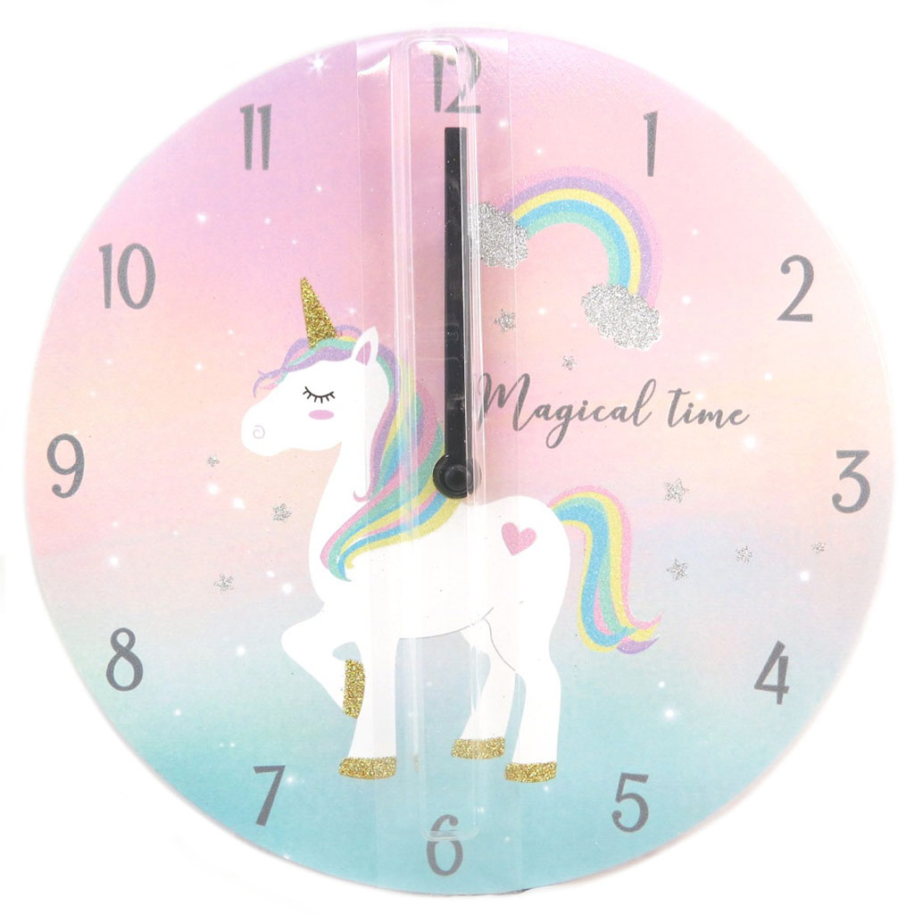 Horloge bois \'Licorne My Unicorn\' rose (Magical Time)- 25 cm - [P6248]