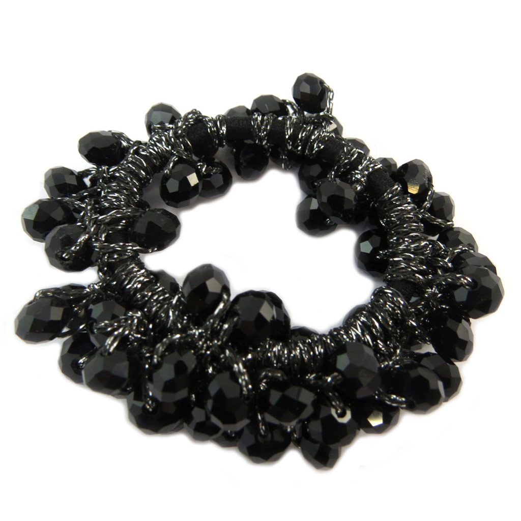 Chouchou créateur \'Sissi\' noir (cristal) - largeur 2 cm - [P6251]