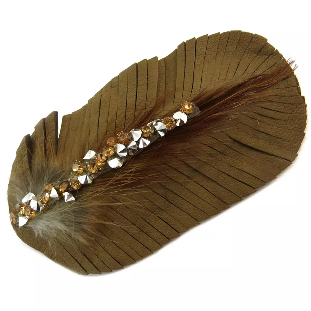 les trésors de lily Barrette créateur cuir 'Sissi' marron 95x45 mm [P6286]