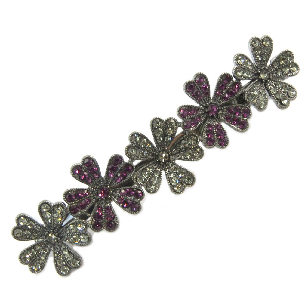 Barrette créateur \'Sissi\' violet gris - 78x17 mm - [P6296]