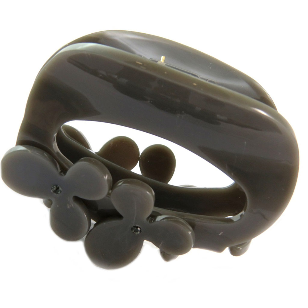 Pince crabe créateur \'Sissi\' gris taupe (fleur) - 60x45 mm - [P6312]