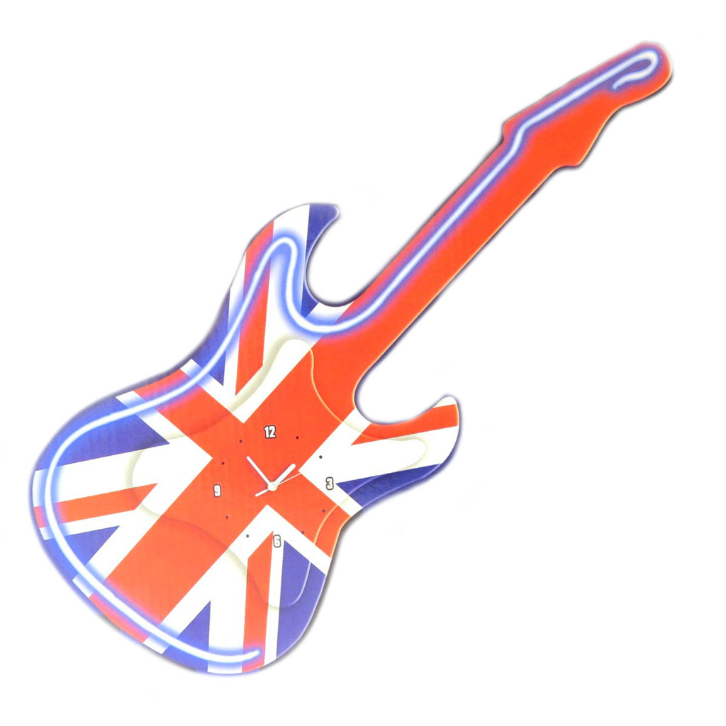 Horloge murale guitare néon \'So British\' union jack - 735x30 cm - [P6492]