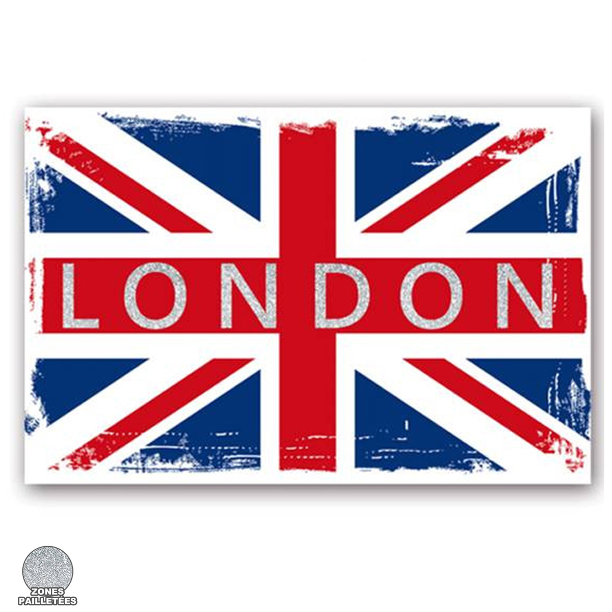 Toile paillettes \'So British\' (london, union jack) - 60x40 cm - [P6496]