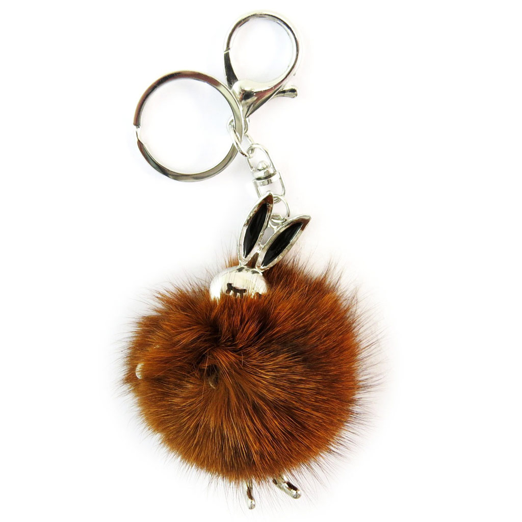Porte-Clés Créateur \'Lapin Pompom\' marron - 90x50 mm - [P6555]