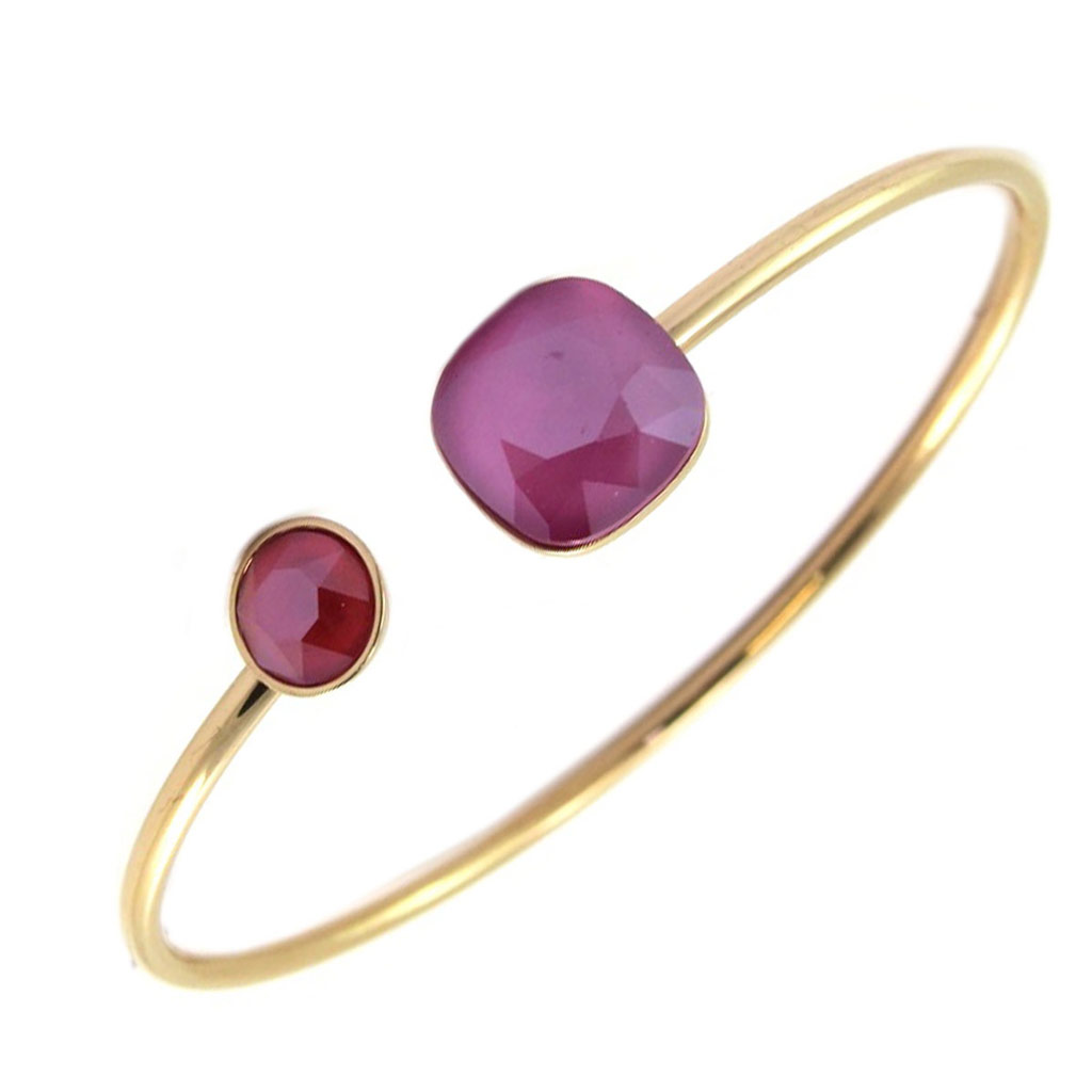 Bracelet artisanal acier \'Bohème\' rose doré rosé - 10 et 7 mm - [P6775]
