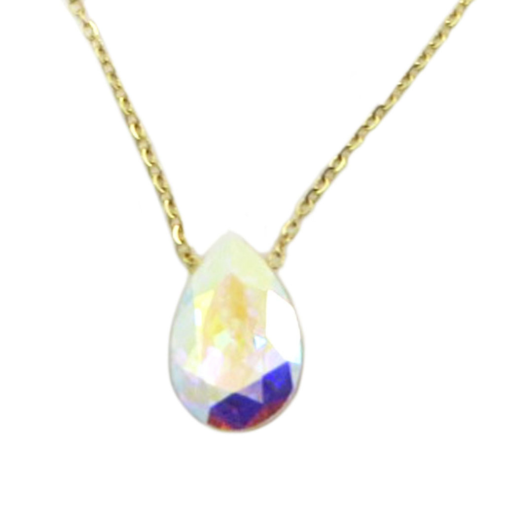 Collier artisanal acier \'Bohème\' blanc boréal doré - 14x10 mm - [P6787]