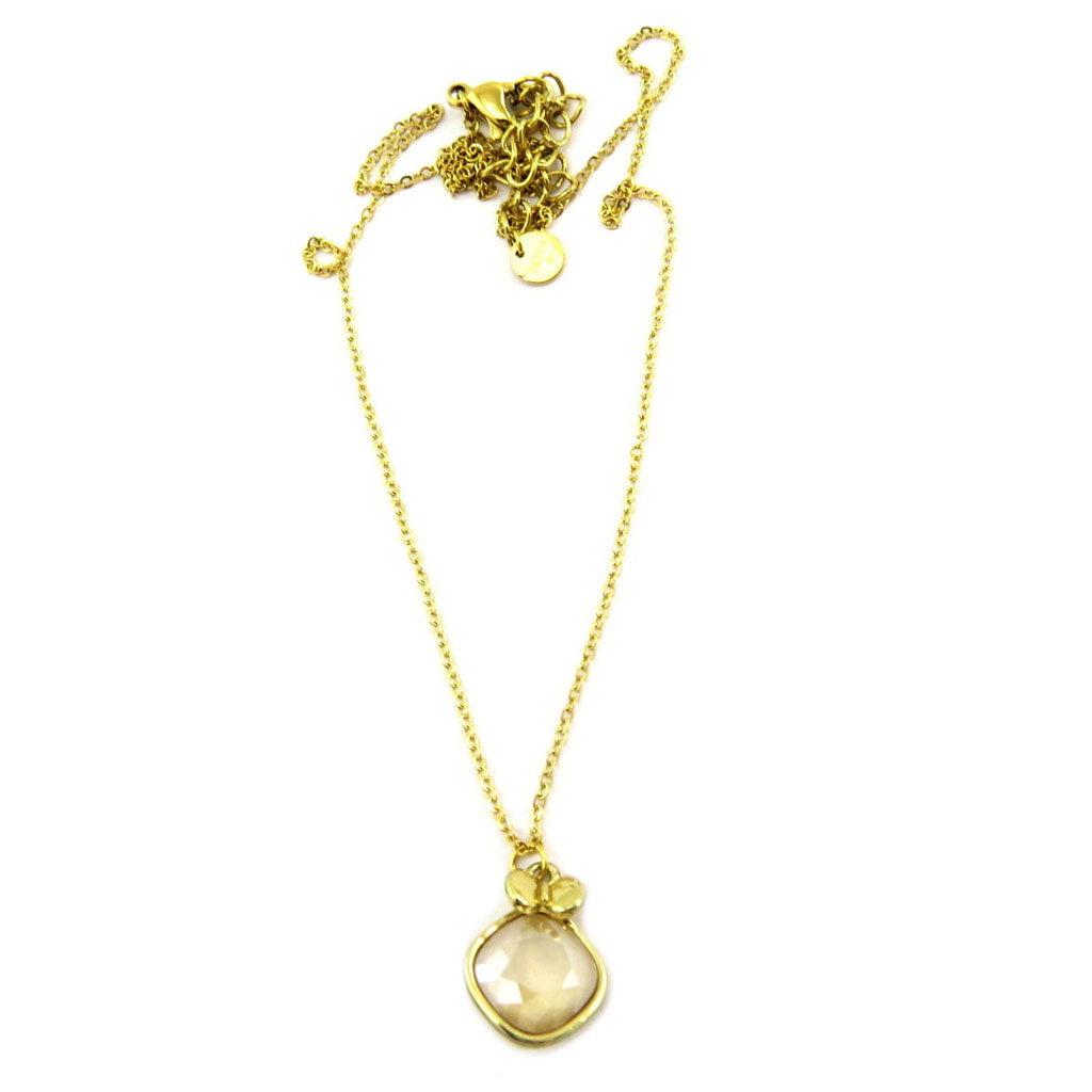 Collier artisanal \'Bohème\' beige doré - 15x12 mm - [P6790]