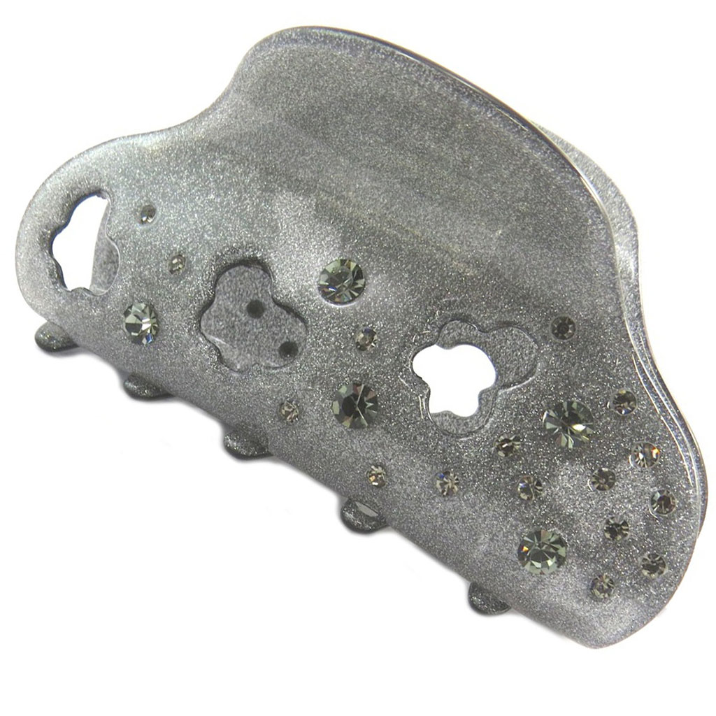 Pince créateur \'Scarlett\' gris (papillons) - 80x45 mm - [P6815]