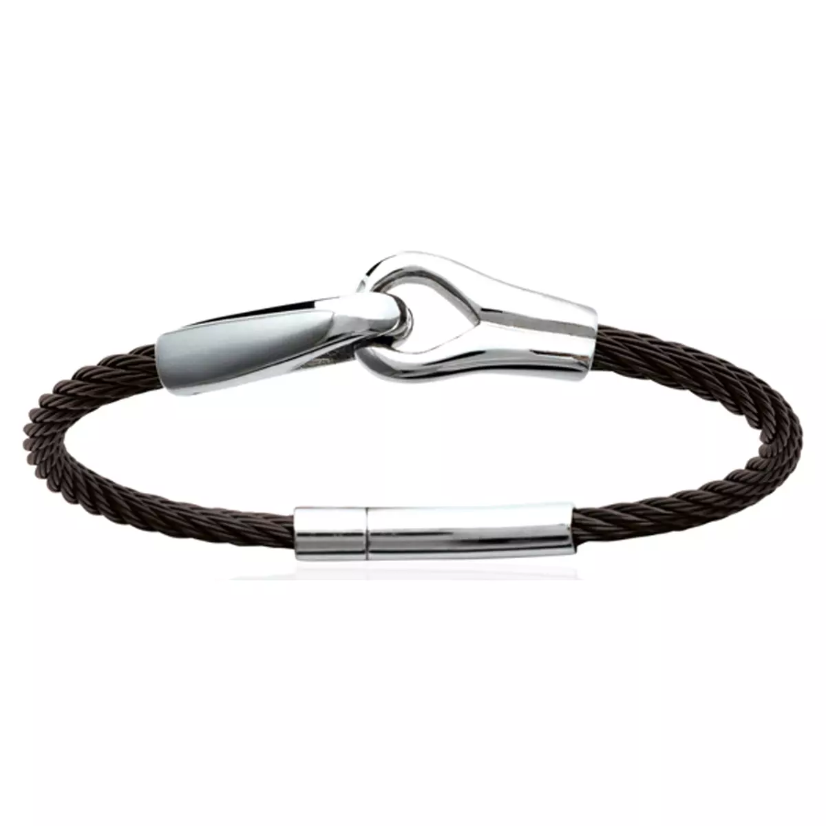 les trésors de lily Bracelet Acier 'Peaceful' noir argenté 66 mm 38x11 mm [P6869]