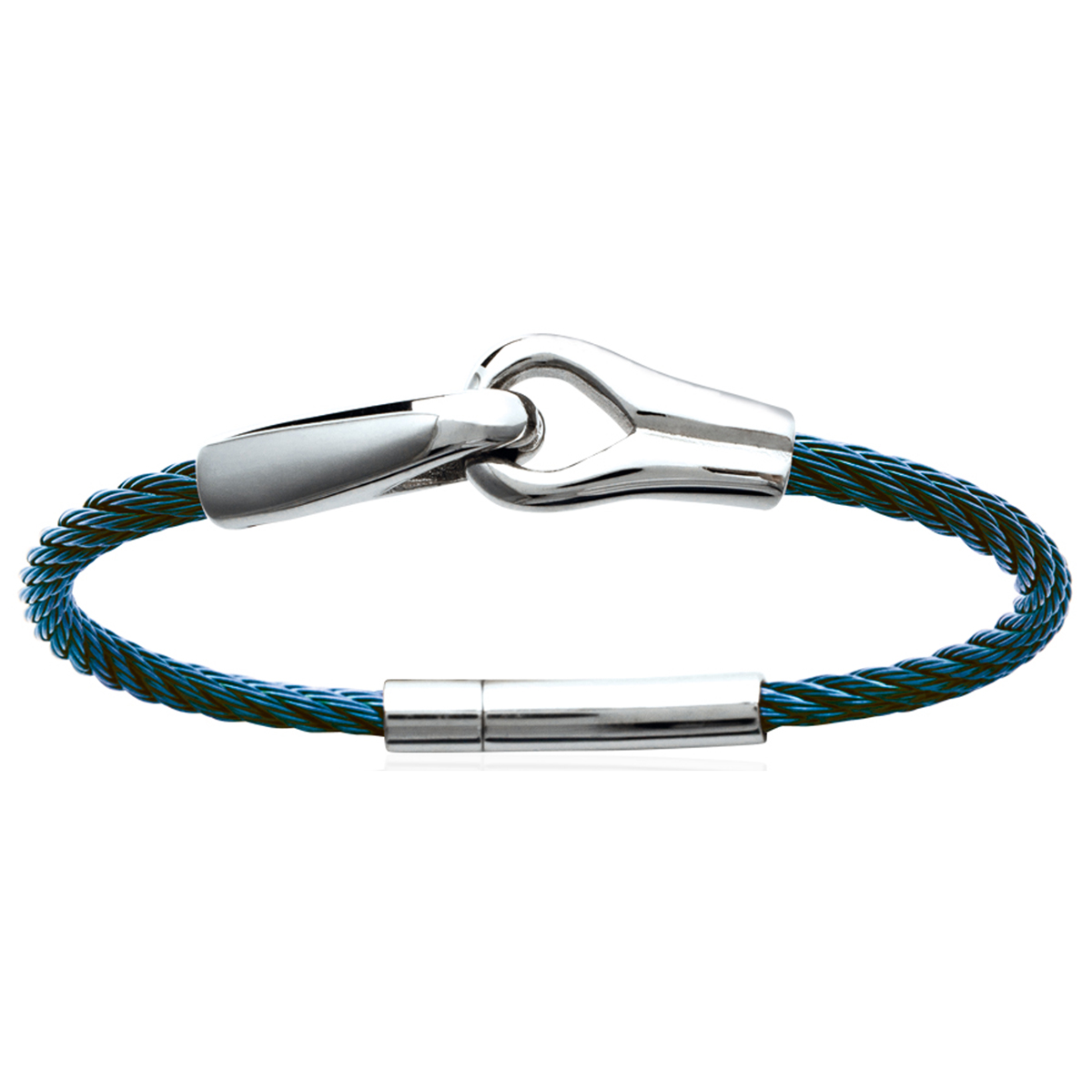 Bracelet Acier \'Peaceful\' bleu argenté - 66 mm 38x11 mm - [P6870]