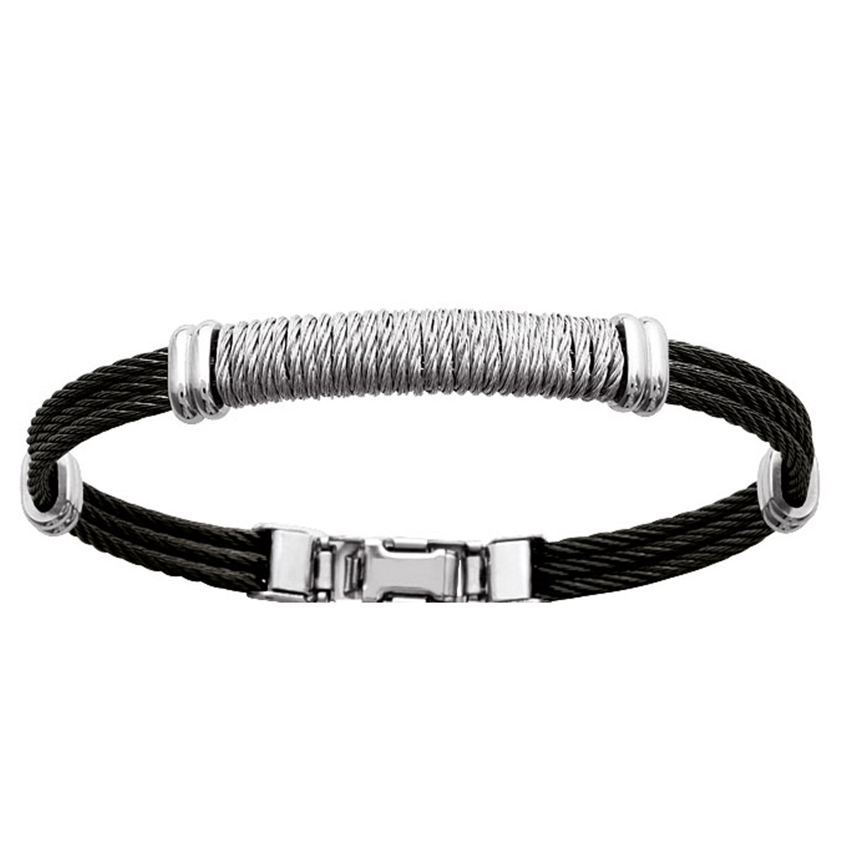 Bracelet Acier \'Peaceful\' noir argenté - 66 mm , 40x7 mm - [P6878]