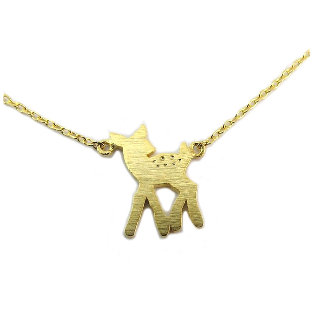 Collier artisanal \'Bambi\' doré - 14x10 mm - [P6944]