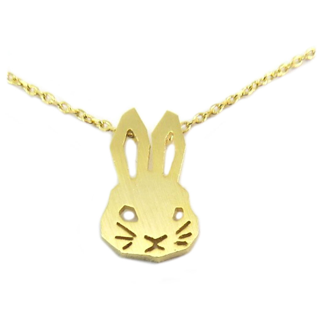 Collier artisanal \'Lapin\' doré - 16x9 mm - [P6947]