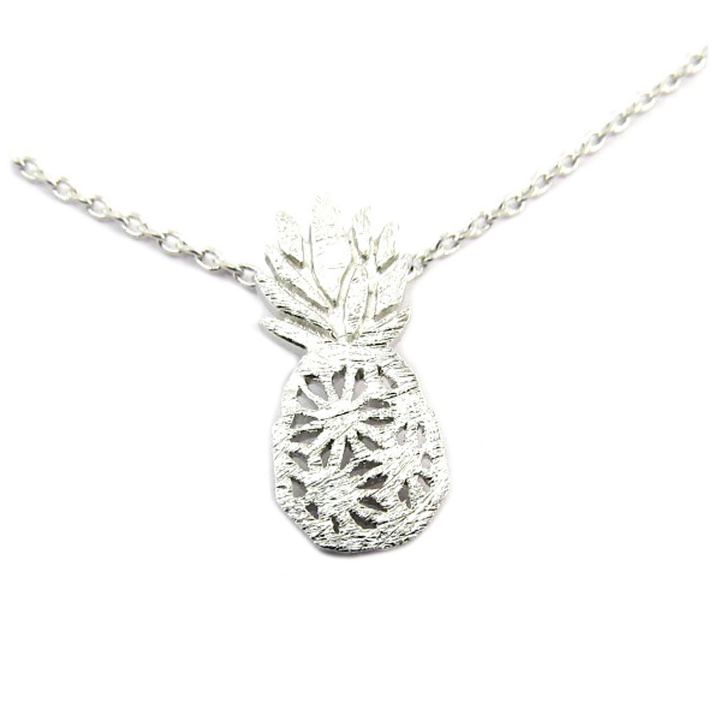 Collier artisanal \'Ananas\' argenté - 13x7 mm - [P6965]