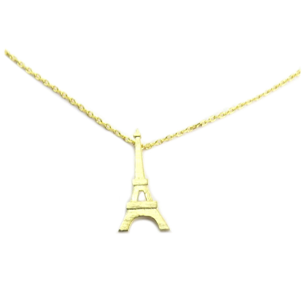 Collier artisanal \'Tour Eiffel\' doré - 20x9 mm - [P6968]