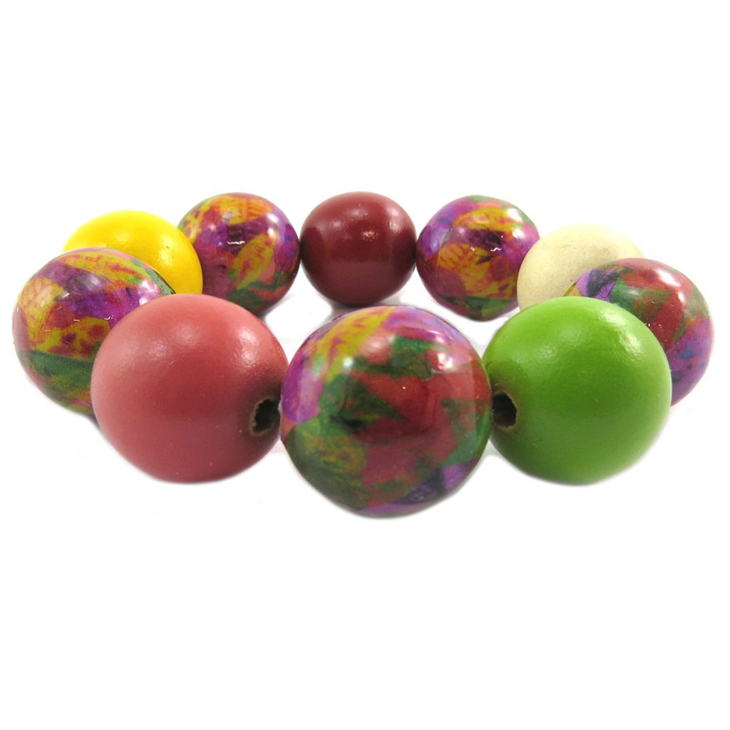 Bracelet artisanal \'Mistinguette\' vert rouge multicolore - 20 mm - [P6972]