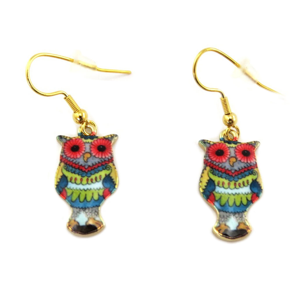 Boucles Créateur \'Chouettes\' multicolore - 20x12 mm - [P6994]