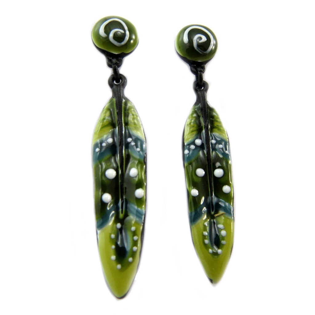 Boucles Créateur \'Navajos\' vert - 45x8 mm - [P7334]